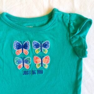 gymboree teal embroidered butterfly short sleeve bodysuit diaper shirt 3 months